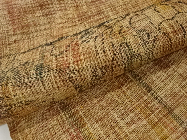  紗紬紙布抽象模様織出し名古屋帯